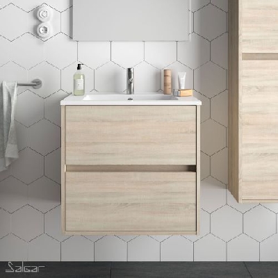 Salgar NOJA Mobile da bagno sospeso 70 cm rovere caledonia con lavabo