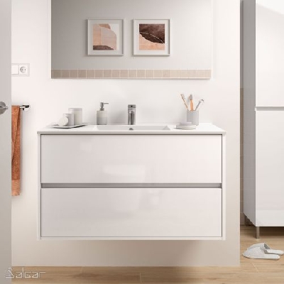 Salgar NOJA Mobile da bagno sospeso 80 cm bianco lucido con lavabo