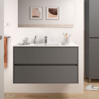 Salgar NOJA Mobile da bagno sospeso 80 cm grigio opaco con lavabo