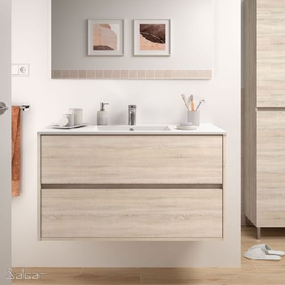 Salgar NOJA Mobile da bagno sospeso 80 cm rovere caledonia con lavabo