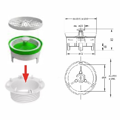 Bonomini Valvola meccanica di non ritorno anti-odore in silicone 5229AR79B4