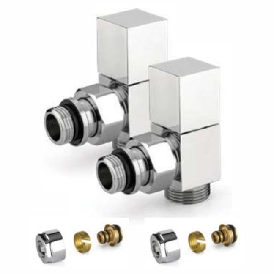 APM Kit valvole d'arredo cromate a squadra con adattatori 1/2" x 1/2" tubo multistrato 16x2