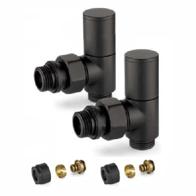 APM Kit valvole d'arredo nere a squadra con adattatori 1/2" x 1/2" tubo multistrato 16x2