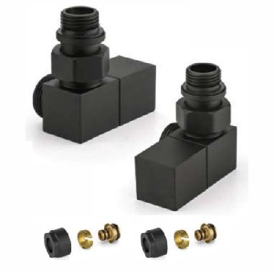 APM Kit valvole d'arredo nere a squadra con adattatori 1/2" x 1/2" tubo multistrato 16x2