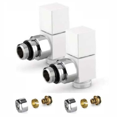 APM Kit valvole d'arredo bianche a squadra con adattatori 1/2" x 1/2" tubo multistrato 16x2