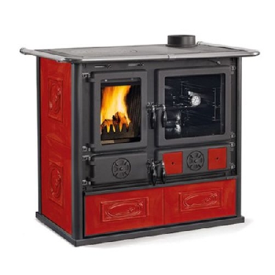 La nordica Extraflame Cucina a legna ROSA 5.0 VST - ceramica LIBERTY bordeaux