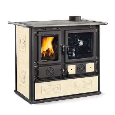 La nordica Extraflame Cucina a legna ROSA 5.0 VST - ceramica LIBERTY Panna
