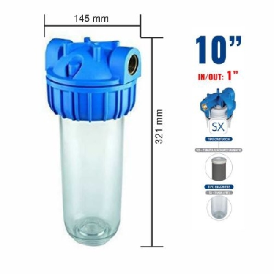 Filtro contenitore 10" PLUS 3P BFO SX per cartucce filtranti attacco 1"
