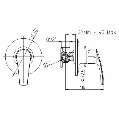 Jacuzzi Miscelatore monocomando incasso doccia LUCENTE 0LU00410JA00