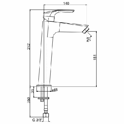 Jacuzzi Miscelatore monocomando lavabo alto LUCENTE senza scarico 0LU00493JA00