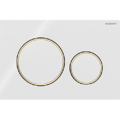 Geberit SIGMA20 Placca di comando con doppio pulsante bianco/oro/bianco 115.882.KK.1