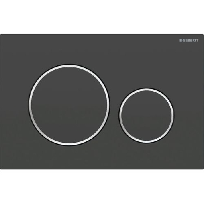 Geberit SIGMA20 Placca di comando con doppio pulsante nero opaco/cromo/nero opaco 115.882.14.1