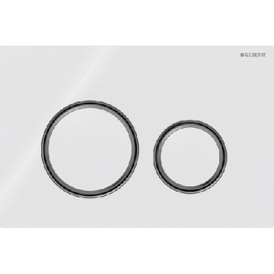 Geberit SIGMA21 Placca di comando con vetro bianco con anelli nero cromo 115.651.SI.1