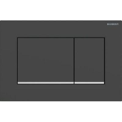Geberit SIGMA30 Placca di comando con doppio pulsante nero opaco/cromo/nero opaco 115.883.14.1
