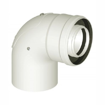 Curva Coassiale 90° M/F alluminio verniciato Ø 60/100