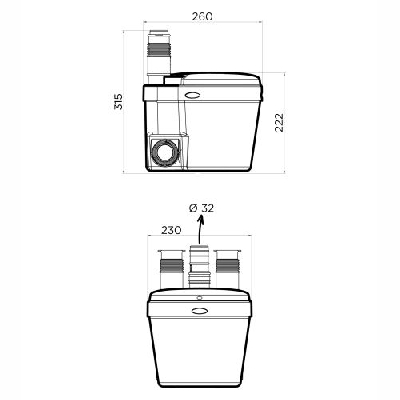 SFA Watersan 11 Pompa acque grigie per lavabo, lavatrice, lavastoviglie, doccia e bidet WS11