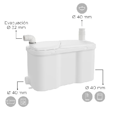 SFA Watersan 20 Pompa acque grigie per lavabo, lavatrice, lavastoviglie, doccia e bidet WS20