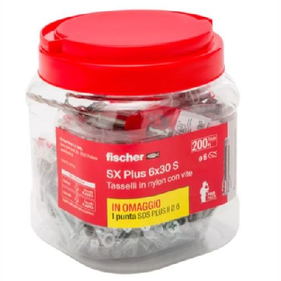 Fischer Tassello in nylon con vite SX PLUS 6x30 S 200 pz