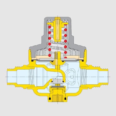 Caleffi riduttore di pressione 3/4" x 1/2" con doppio attacco manometro 1/4" 539250