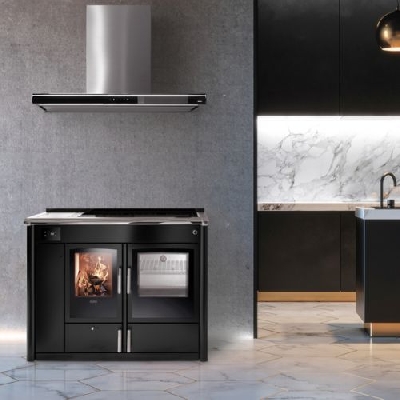 Klover ALTEA 110 Termocucina a legna con ACS Matt Black