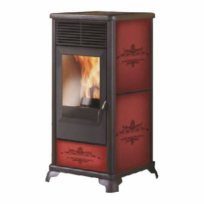 Stufa a pellet ventilata CLASSICA 2 bordeaux Italiana Camini