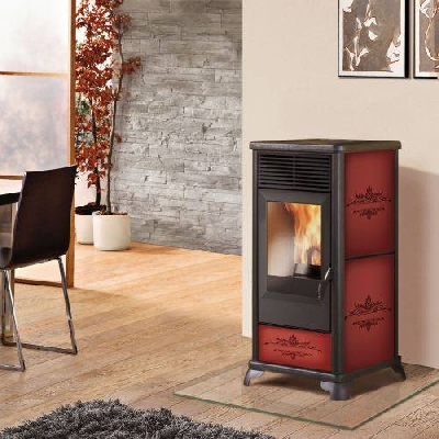 Stufa a pellet ventilata CLASSICA 2 bordeaux Italiana Camini